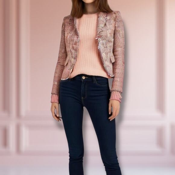 Banana Republic Women's Size 6‎ Fringe Blazer Jacket Mauve Pink Spring Preppy - Picture 1 of 12